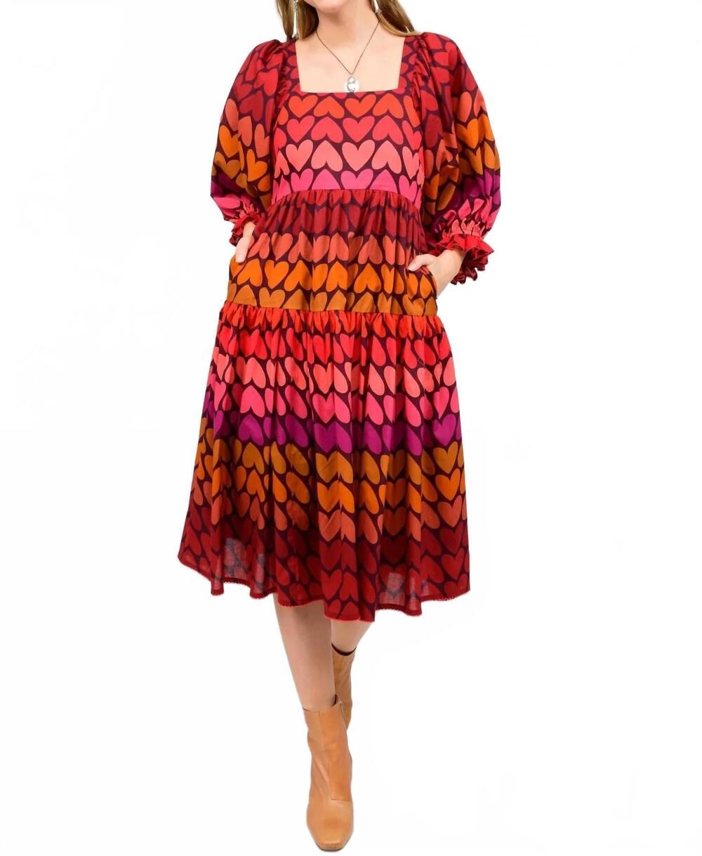 NEW IVY JANE ombre heart dress in red